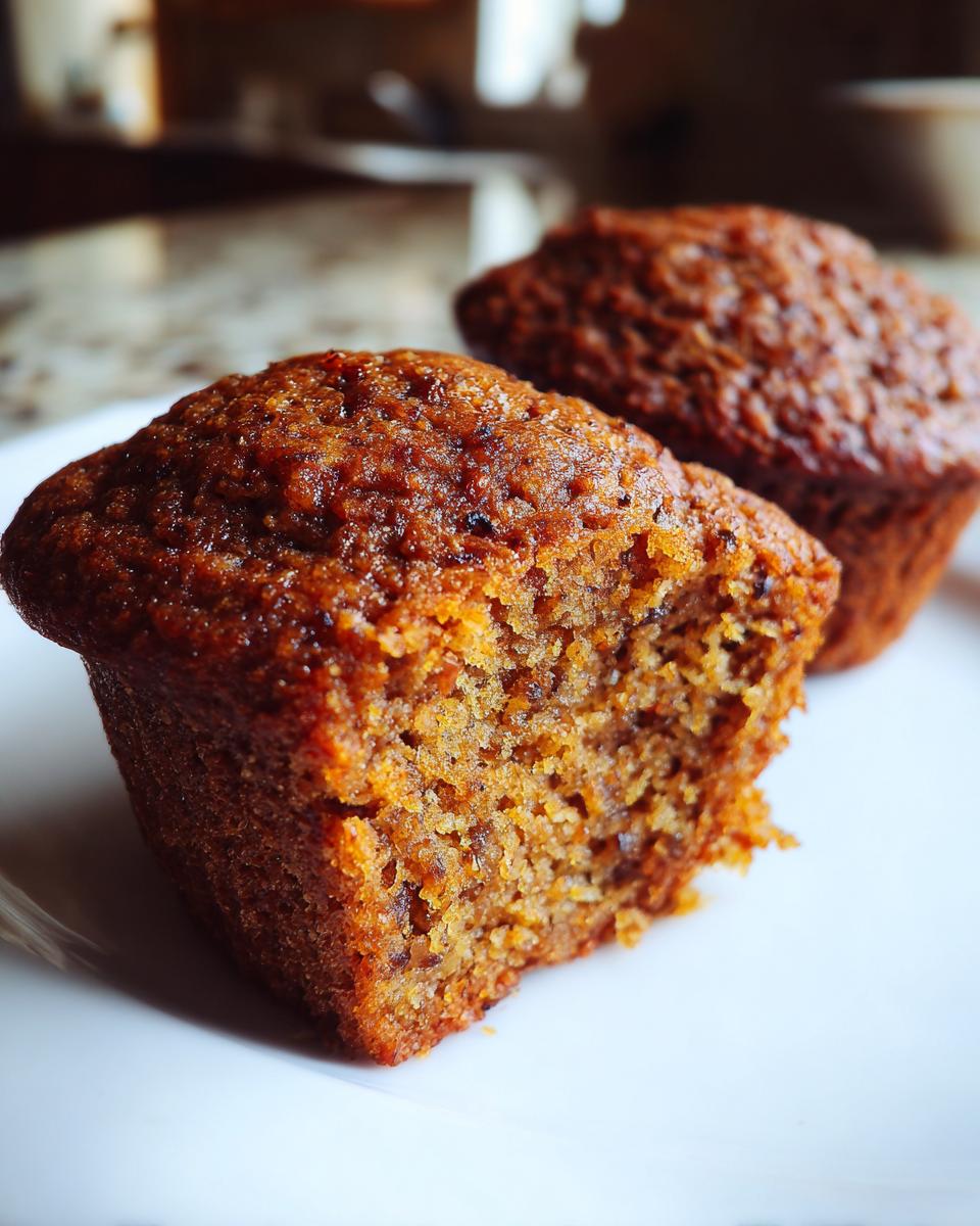 Close-up of a moist bran muffin cut in half showing the dense, textured interior crumb.