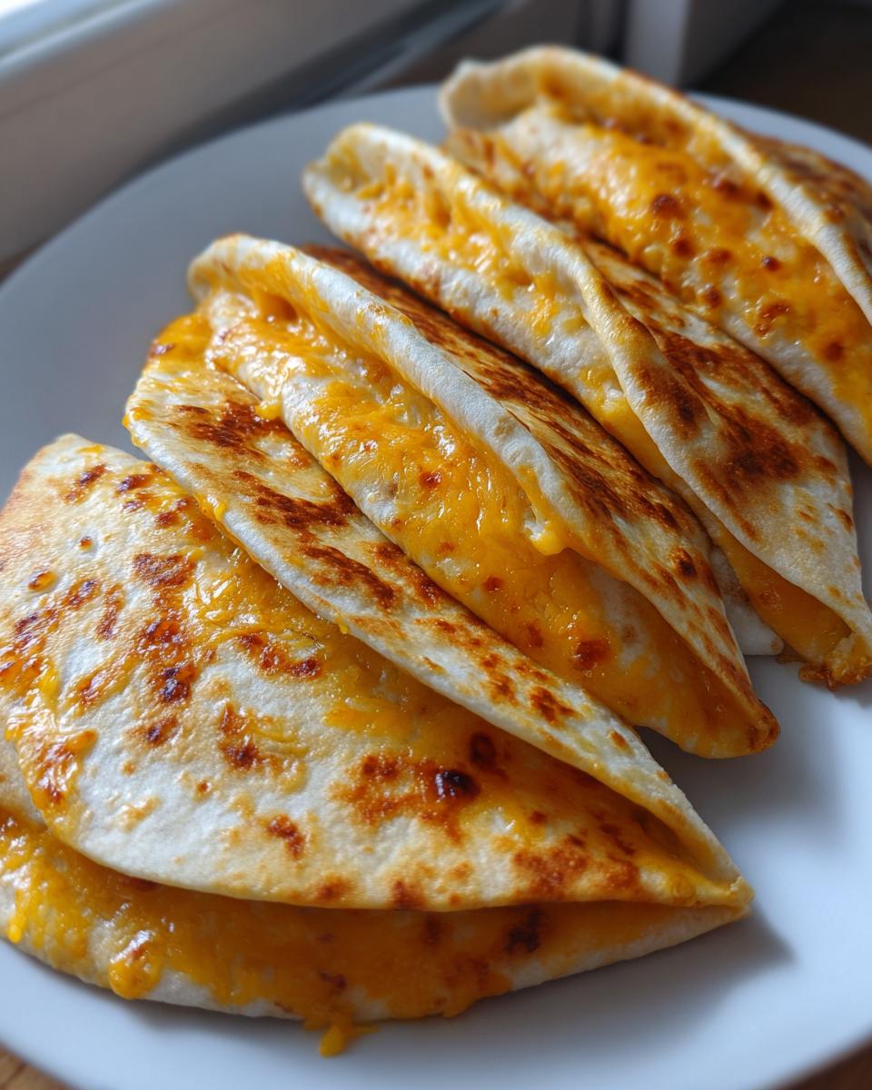A stack of golden-brown, folded cheesy pocket tacos filled with melted orange cheddar cheese.