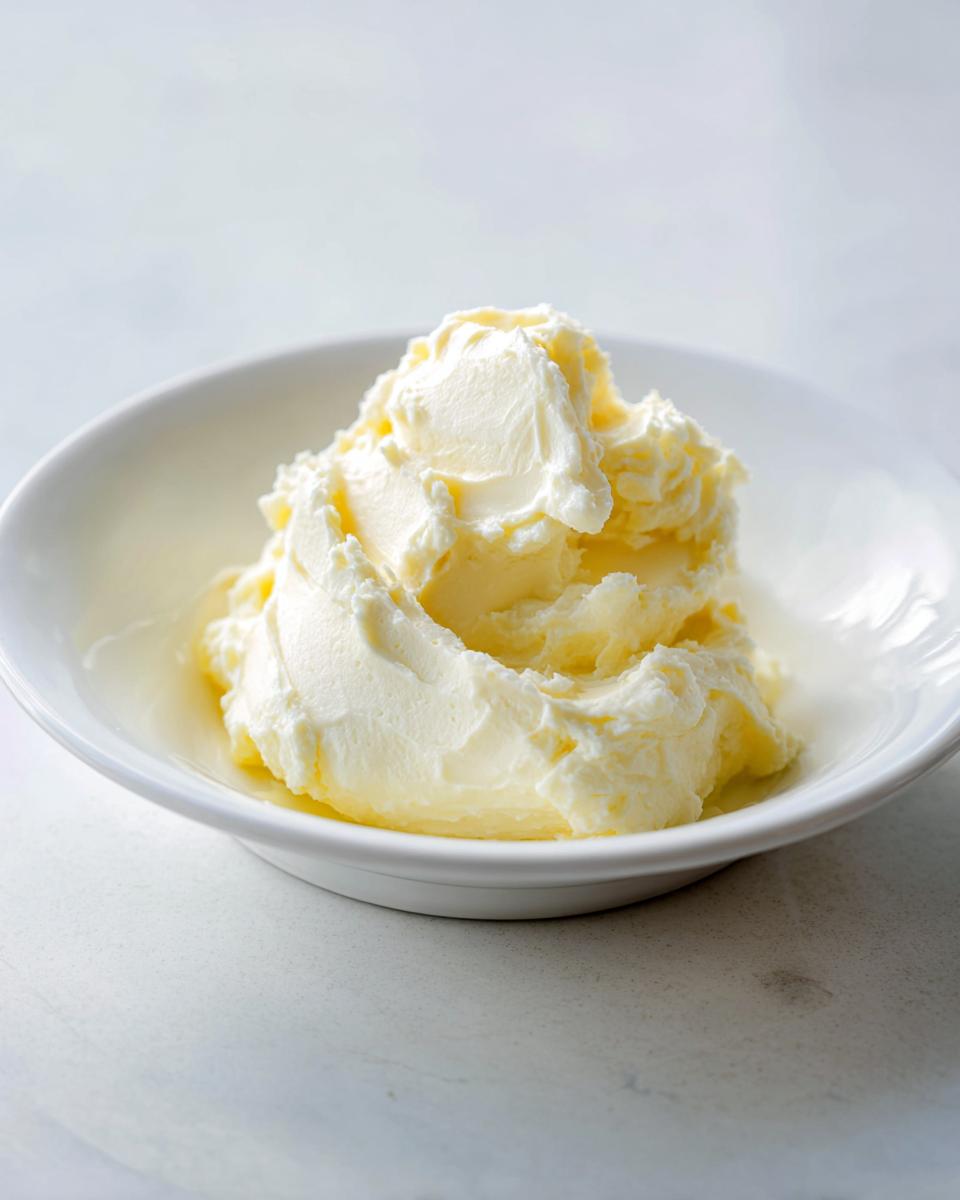 A close-up of fluffy, rich, creamy mashed potatoes swirled high in a small white bowl.